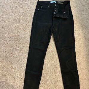 7 For All Mankind The High Waste Ankle Skinny Waxed Jet Black Skinny Jeans